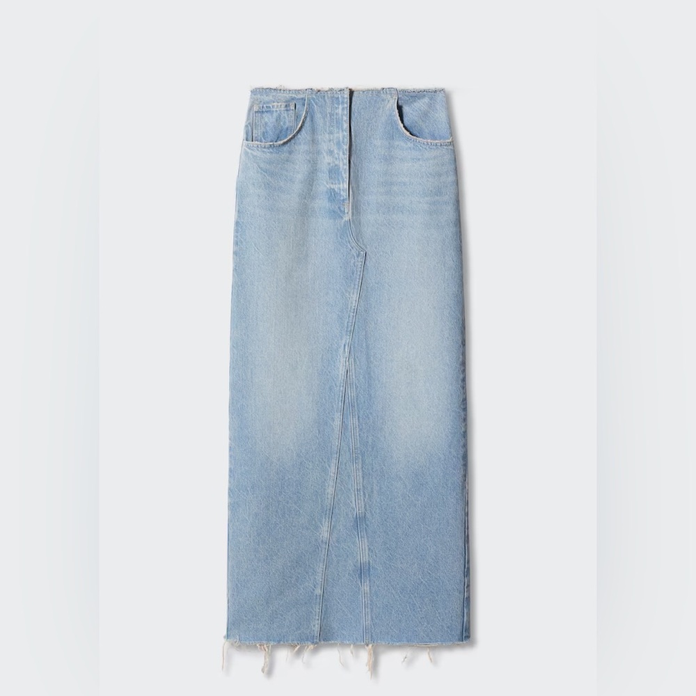 Mango Light Blue Denim Maxi Skirt